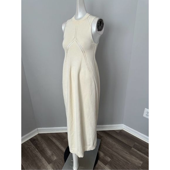 NWT Jil Sander Pointelle-knit Wool Maxi Dress - Cream - Picture 6 of 10